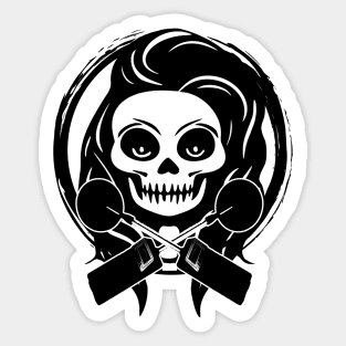 Female Detectorist Skull and Detector Black Logo Sticker